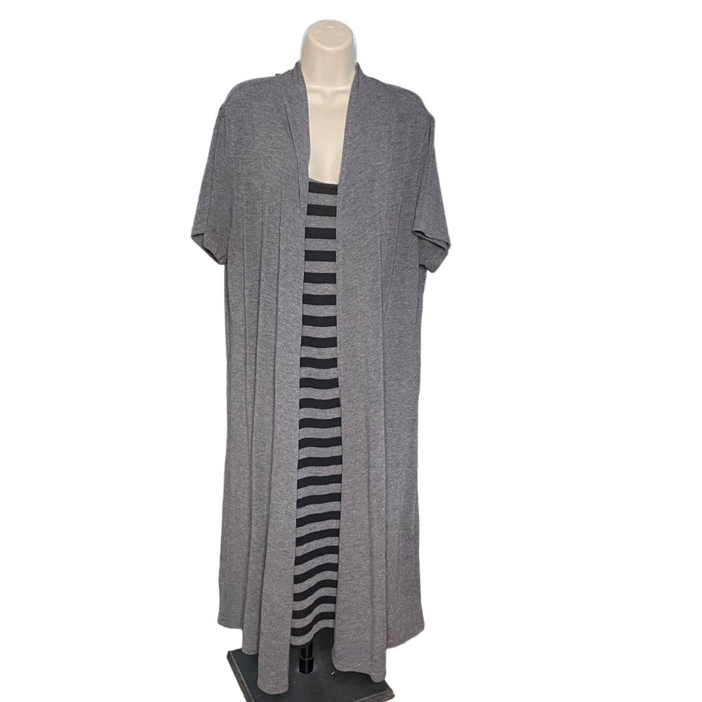 Forever Woman Sweater Dress One Piece Faux Jacket Wrap Pullover Plus Size 2 XL u